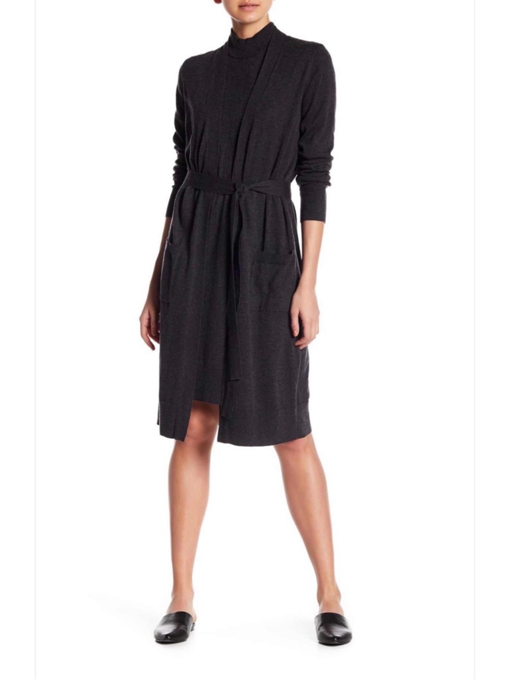 Equipment Cotton Silk Blend Charcoal Gray Knit Dress XXS, fits like XS